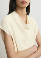 Sleeveless cady funnel-neck top ecru