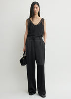 Wide satin trousers black