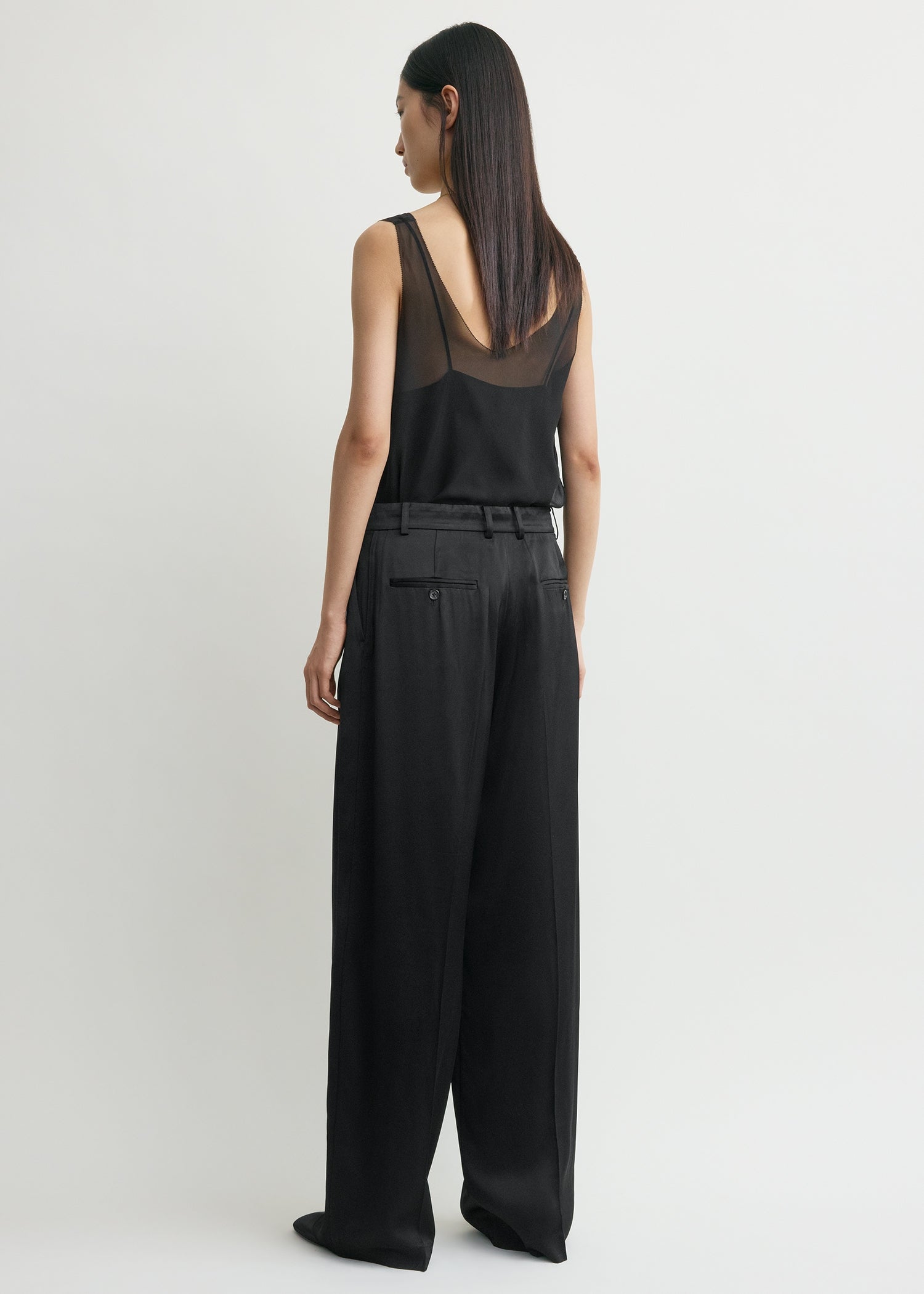 Wide satin trousers black