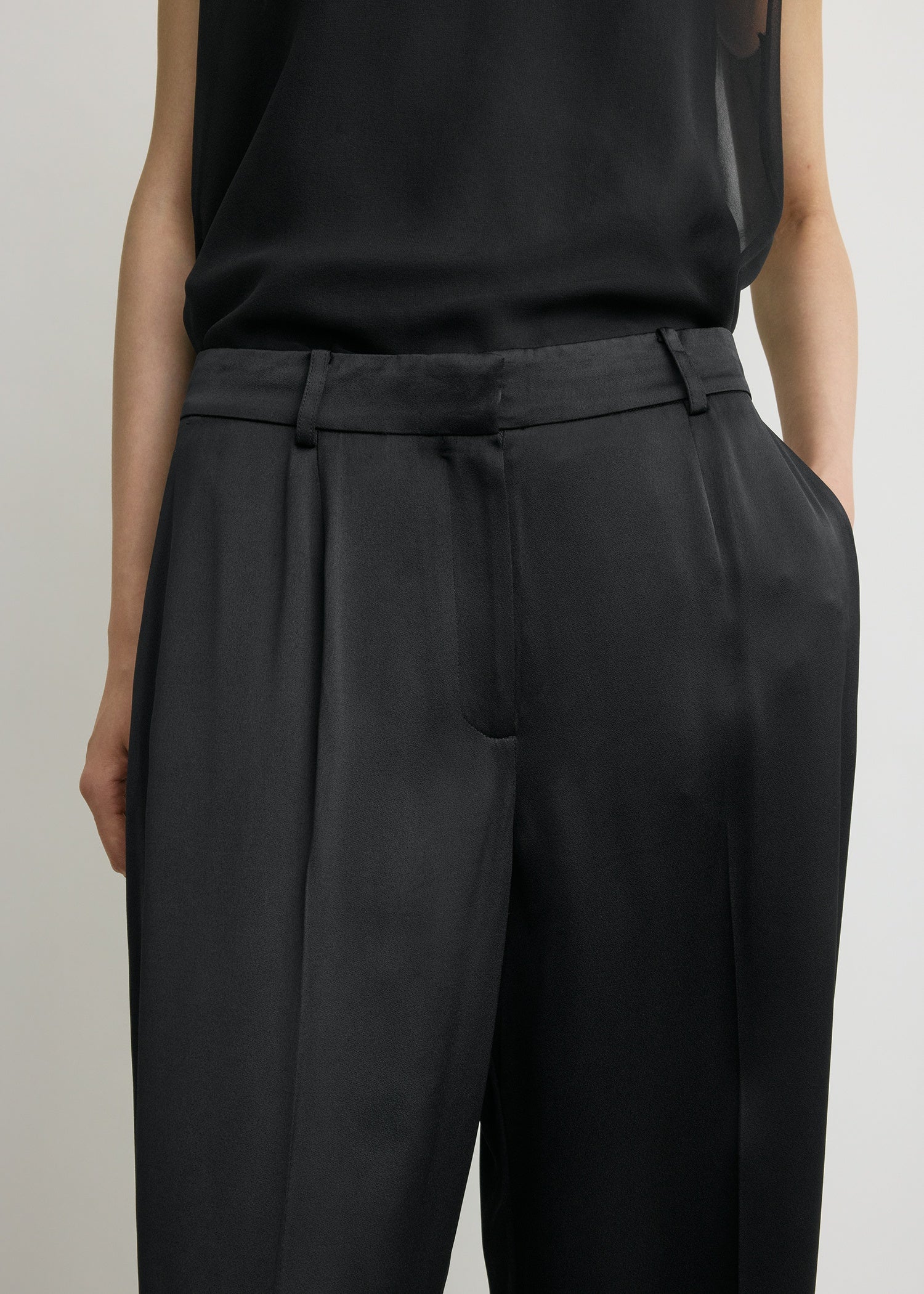 Wide satin trousers black