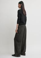Wide flannel trousers charcoal petite