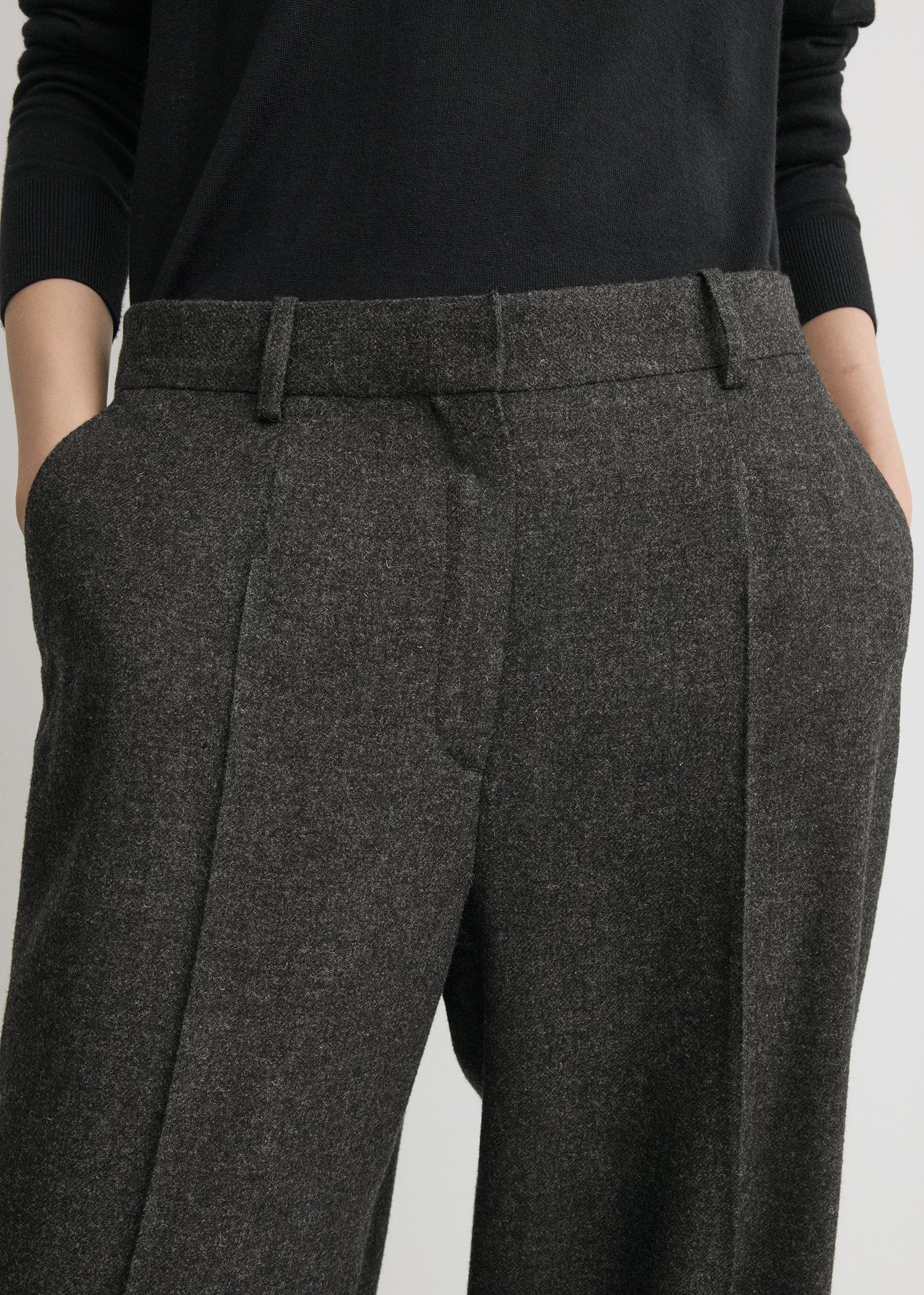 Wide flannel trousers charcoal