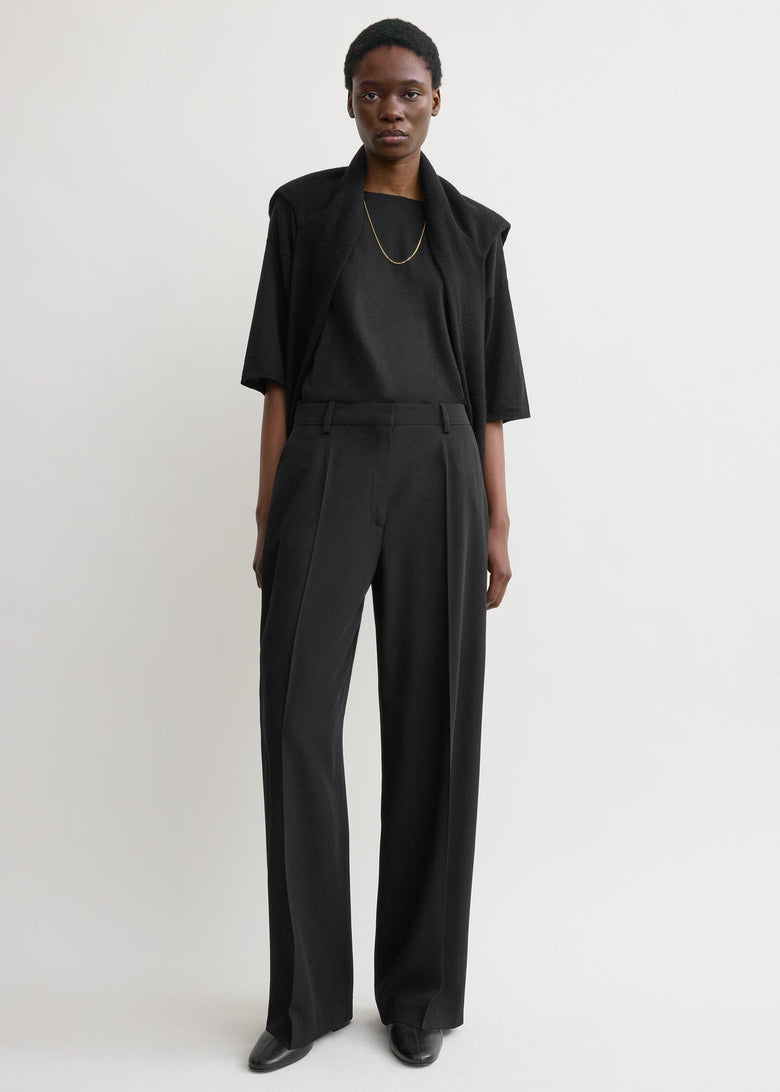 Wide fluid trousers black