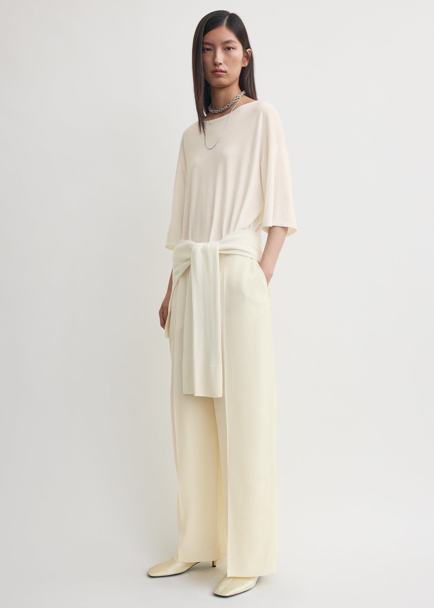 Wide fluid trousers ecru