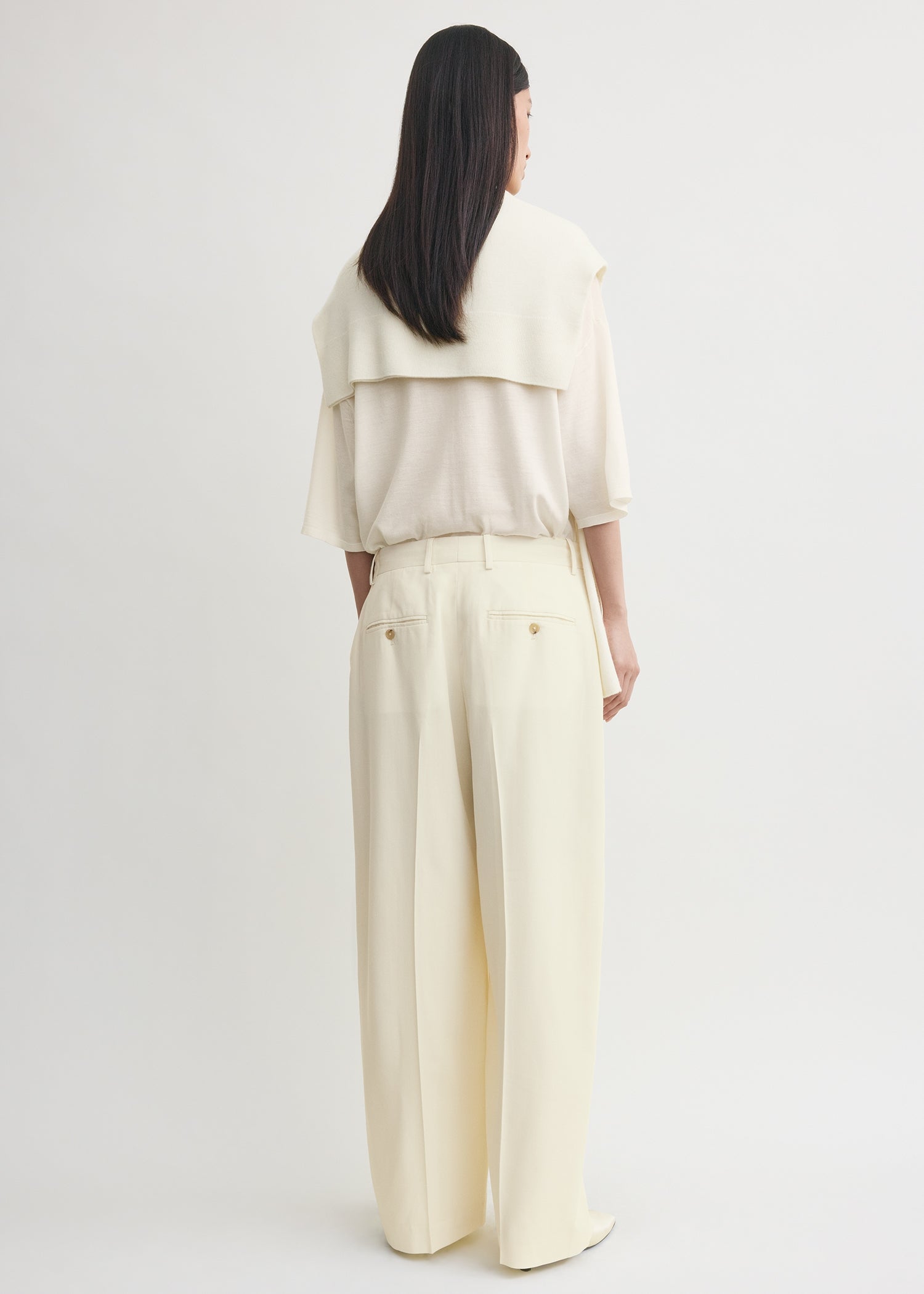 Wide fluid trousers ecru petite