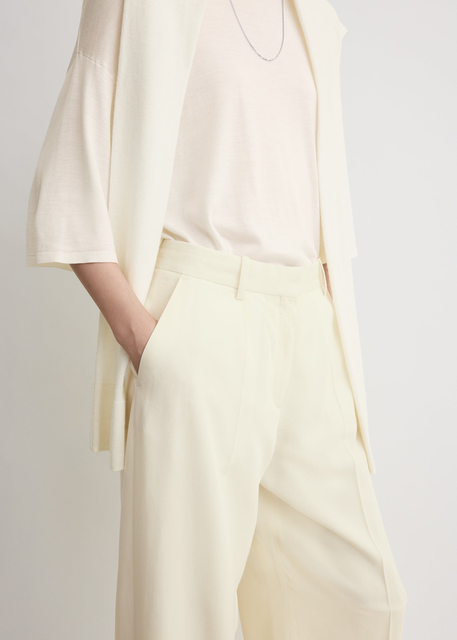 Wide fluid trousers ecru petite