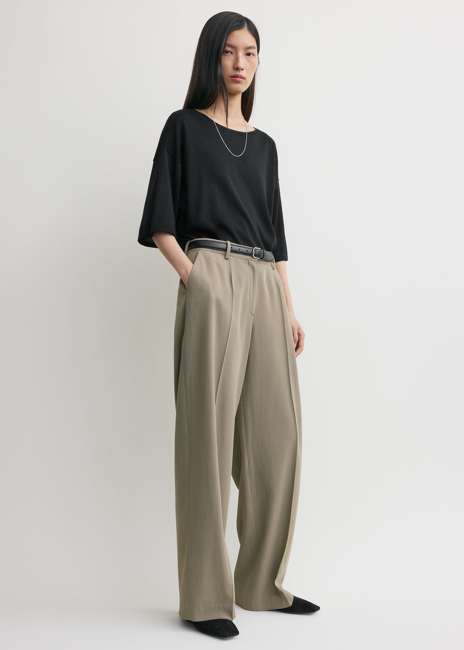 Wide fluid trousers taupe petite