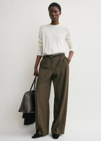 Wide pinstriped trousers pepper