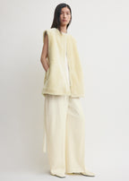 Plush shearling vest ecru