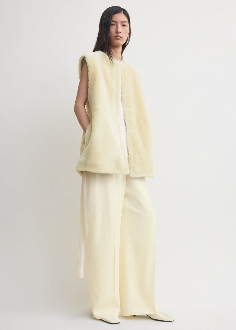 Plush shearling vest ecru
