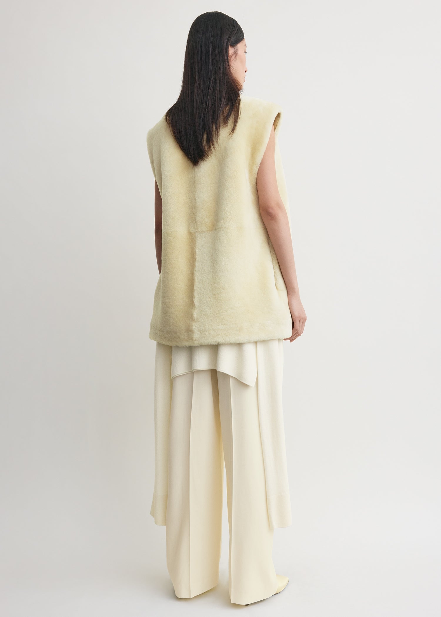 Plush shearling vest ecru