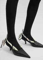 Scarf nappa slingbacks black/ecru