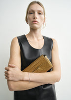 Soft croco-embossed t-clutch biscuit