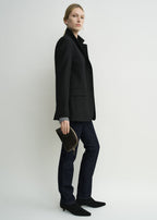 Small croco-embossed day pouch dark brown