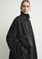 Medium grained-leather day pouch black