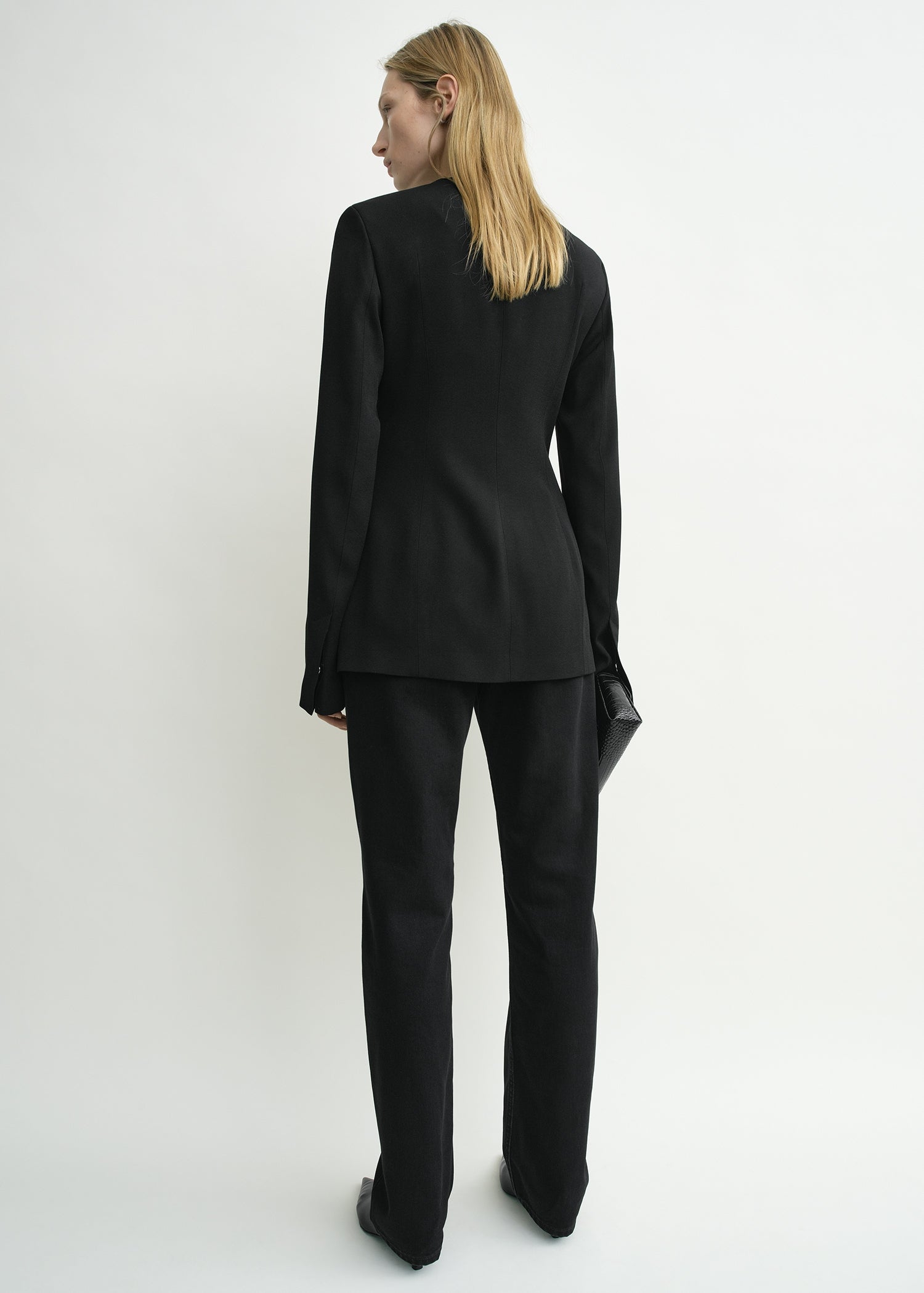 Collarless evening jacket black
