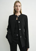 Collarless evening jacket black