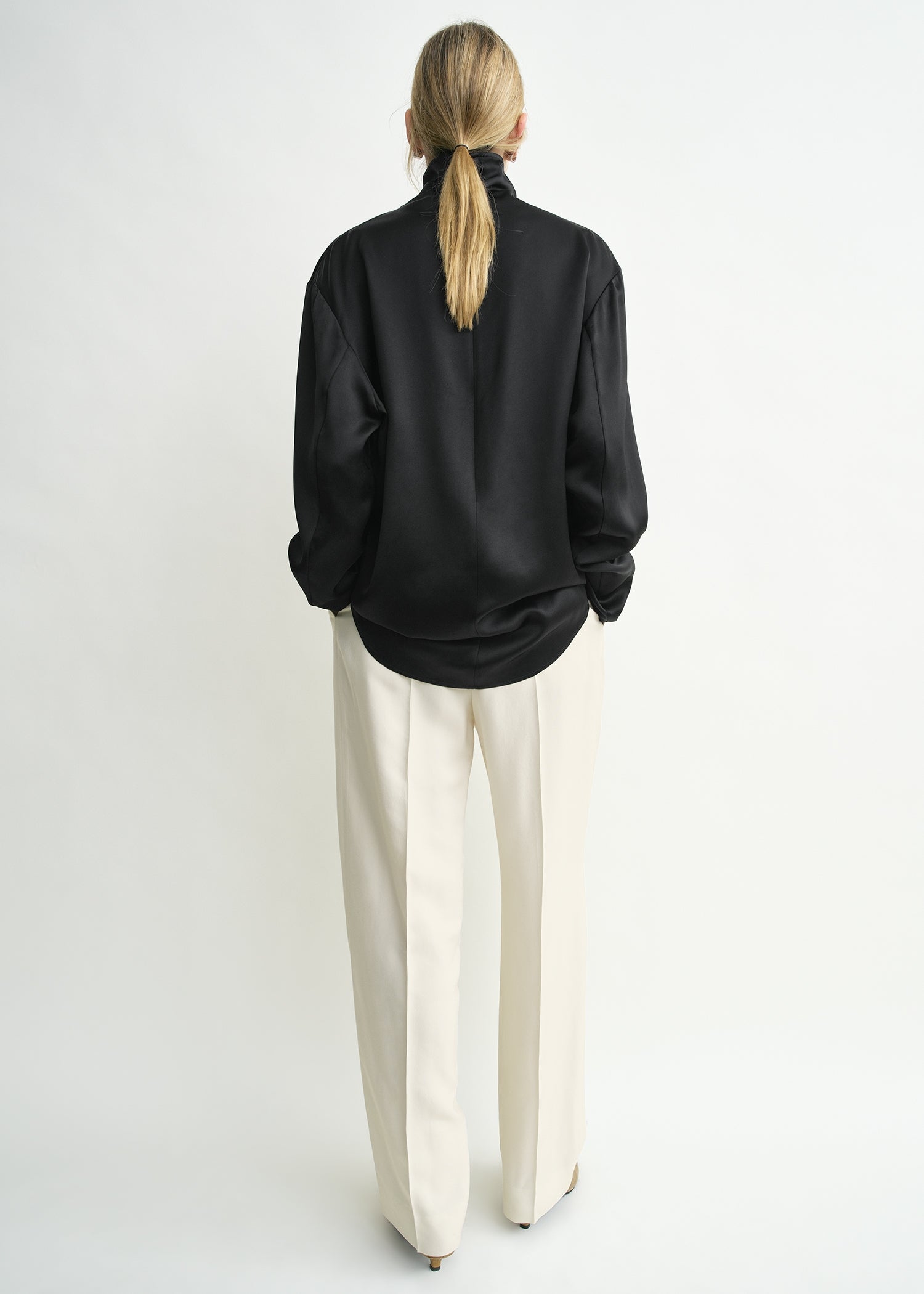 Slouch-neck blouse black petite