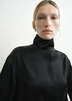 Slouch-neck blouse black petite