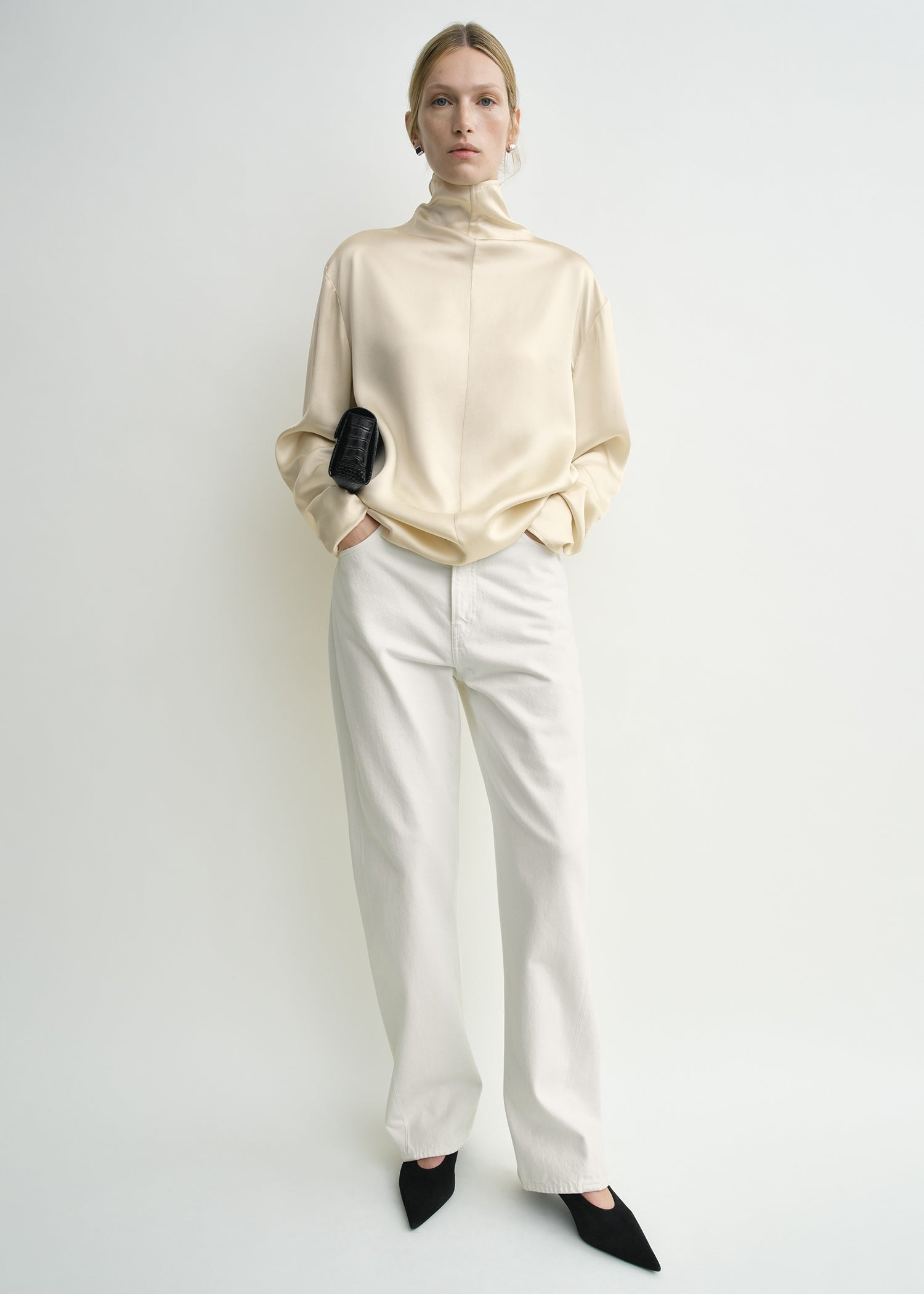 Slouch-neck blouse ecru petite from Toteme - $630