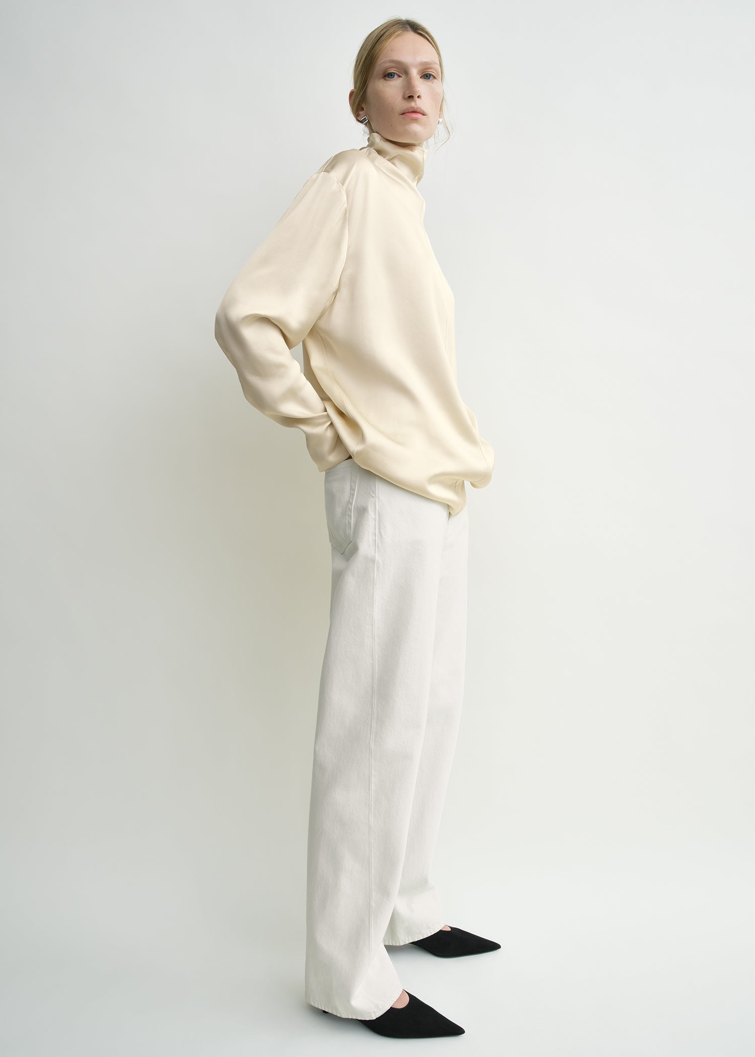 Slouch-neck blouse ecru petite