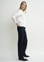 Twisted seam denim full length rinsed blue