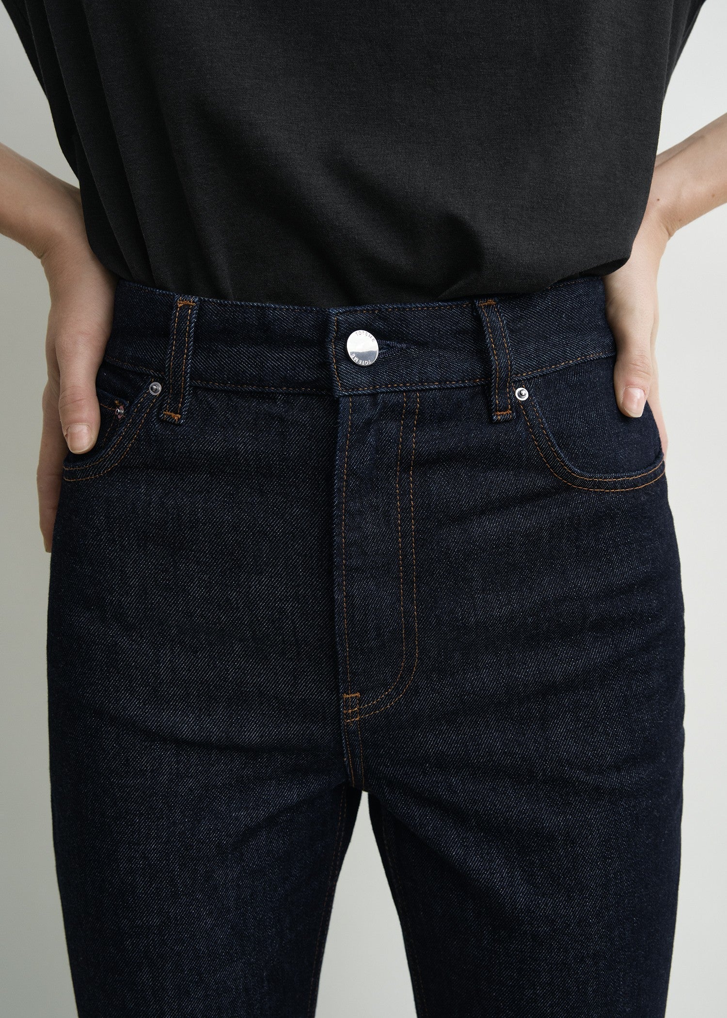 High slim denim rinsed blue