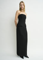 Strapless pocket dress black