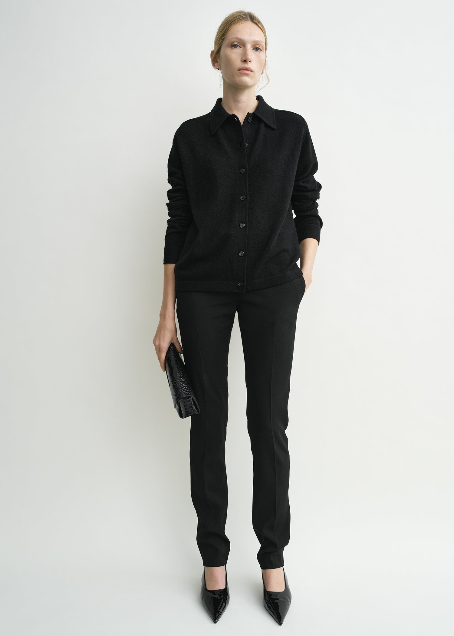 Raglan-sleeve cashmere cardigan black – TOTEME