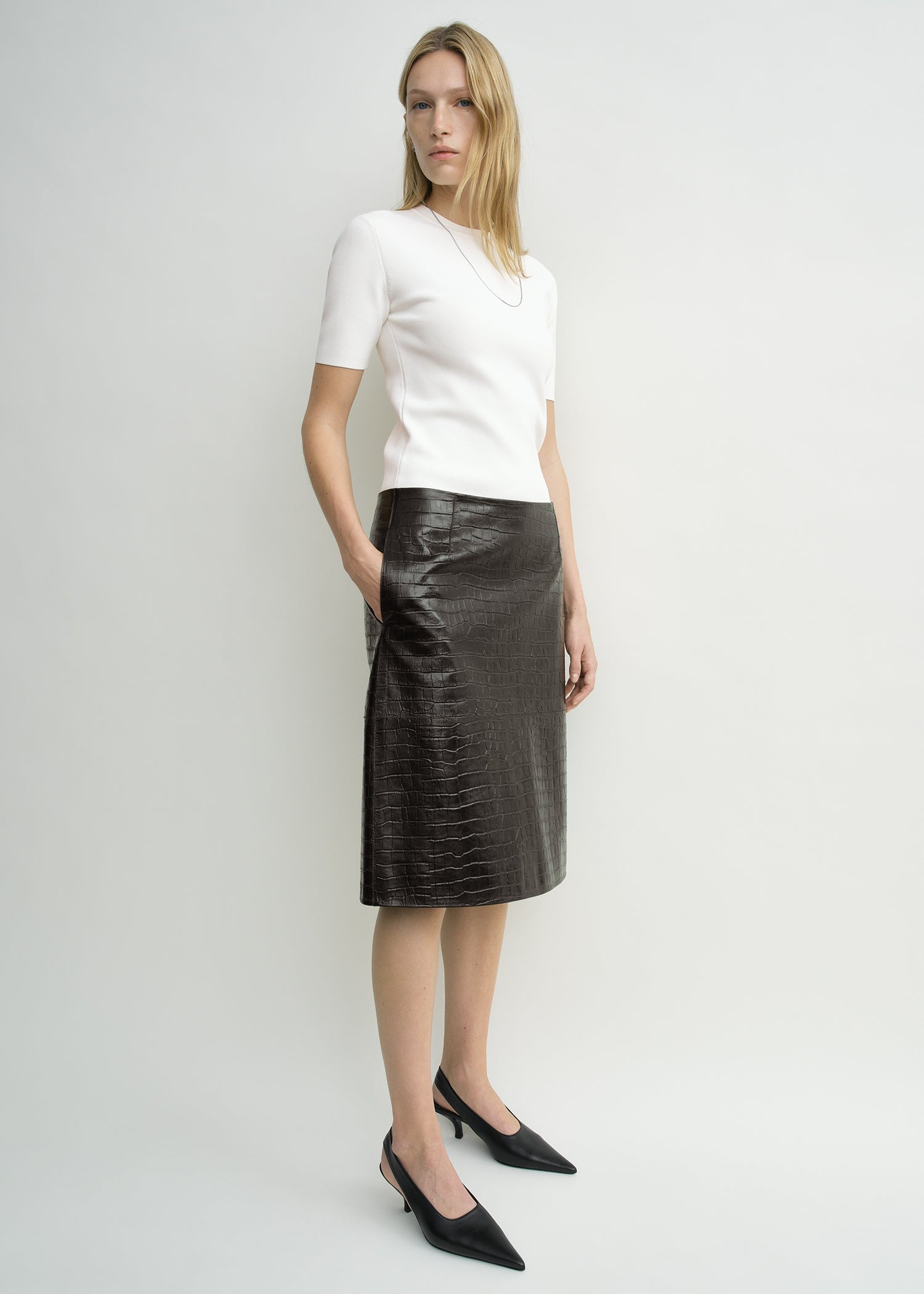 Compact knit tee optic white – TOTEME