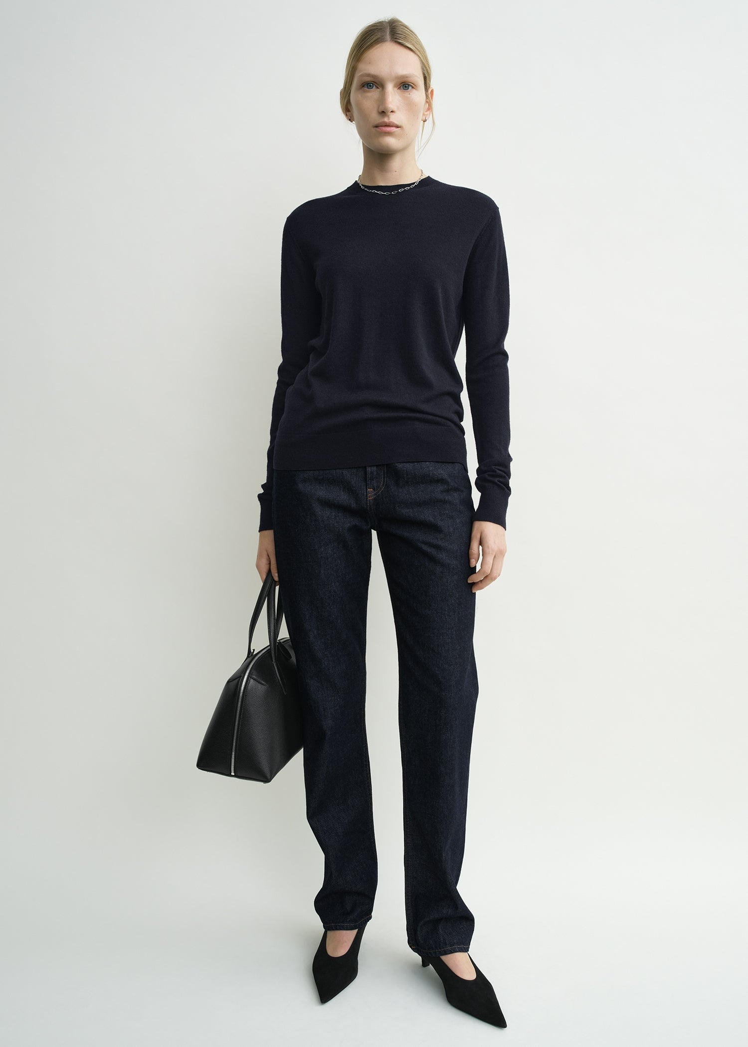 Fine crew knit midnight from Toteme - $520