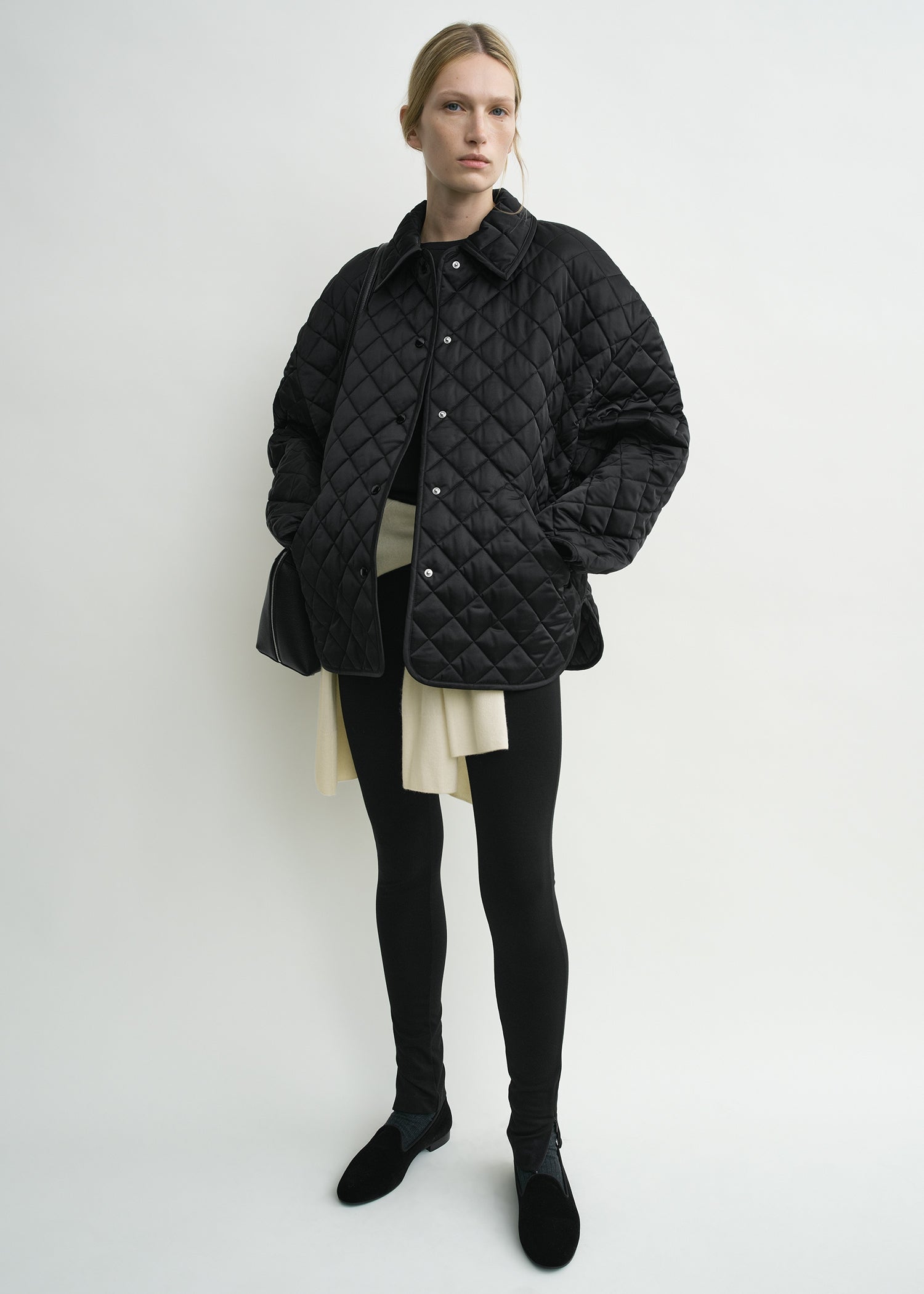 Collared quilted jacket black petite