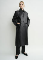 Raglan leather coat black petite