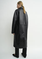 Raglan leather coat black petite