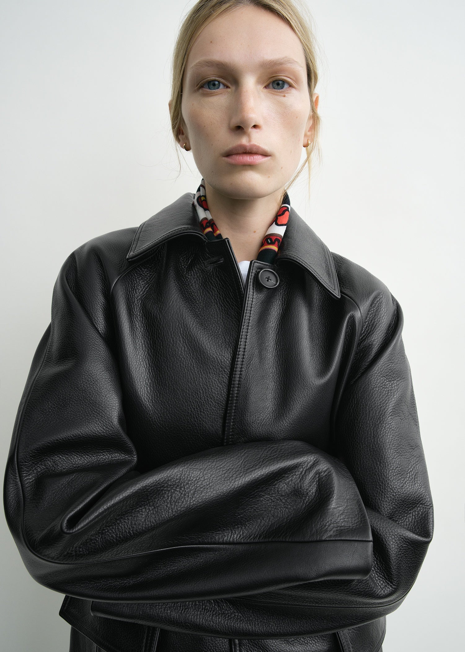 Raglan leather coat black petite