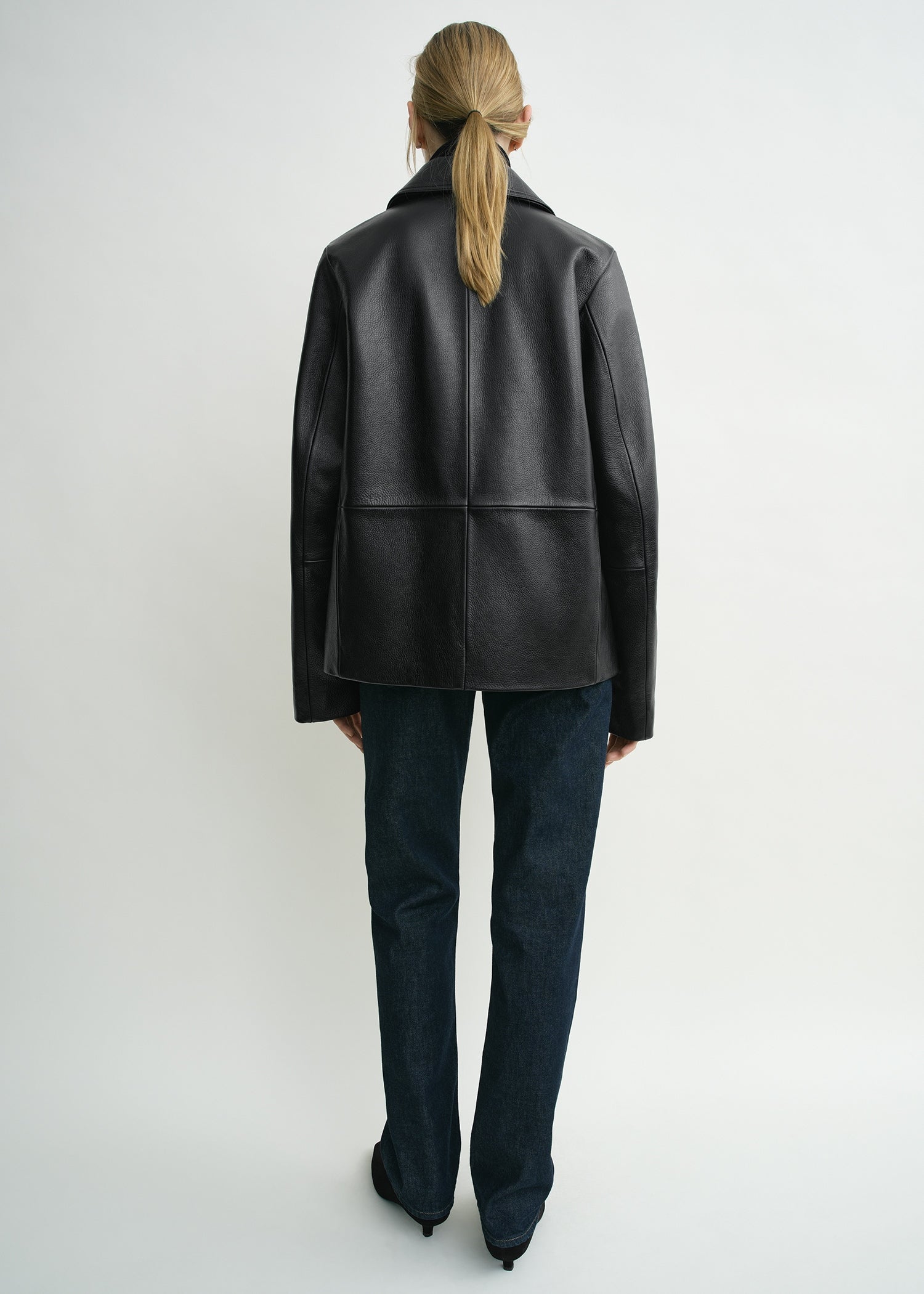 Grained leather jacket black – TOTEME