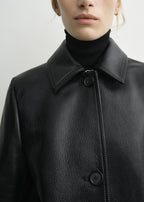 Grained leather jacket black petite