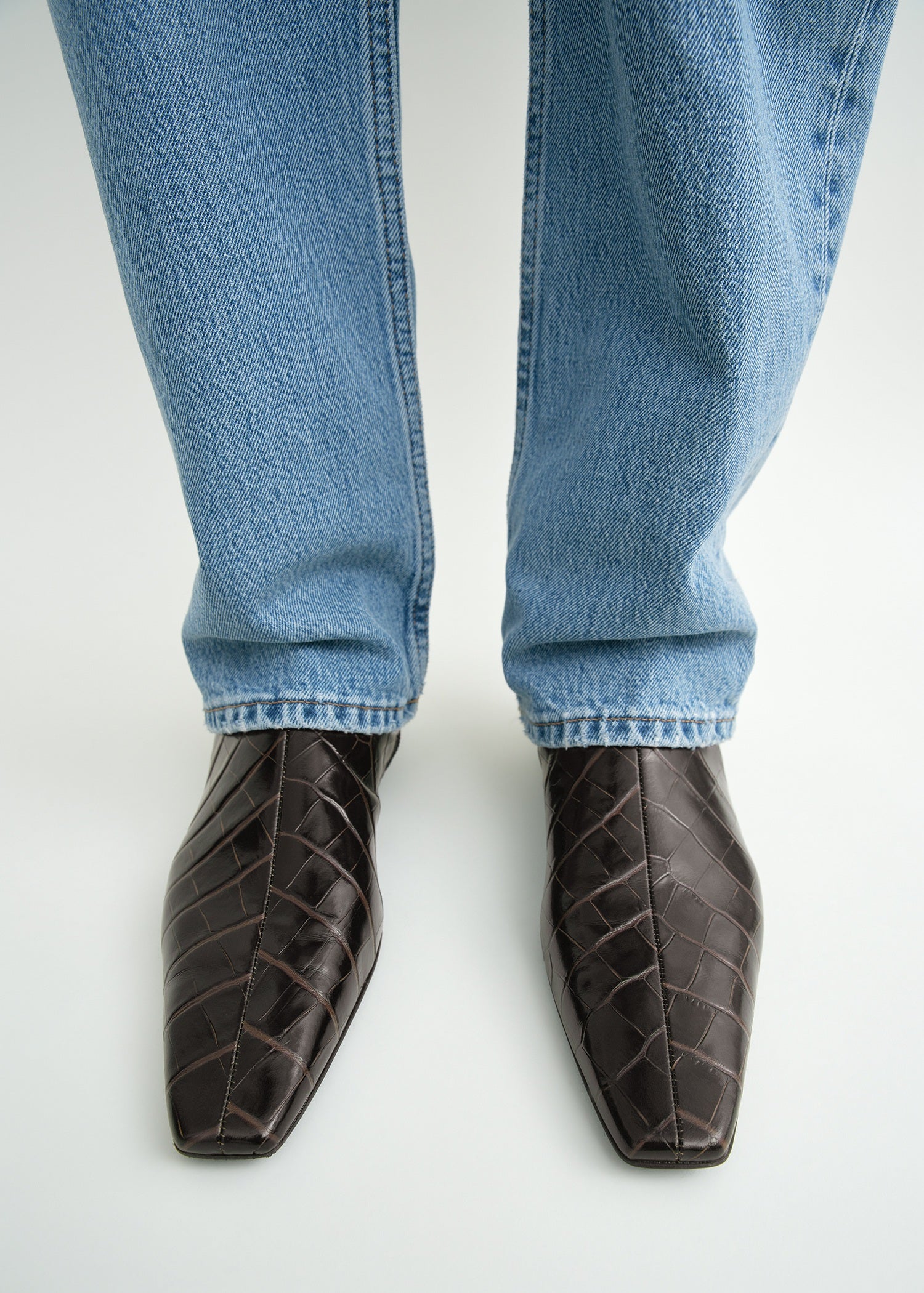 Zipped croco-embossed chelsea boots dark brown – TOTEME