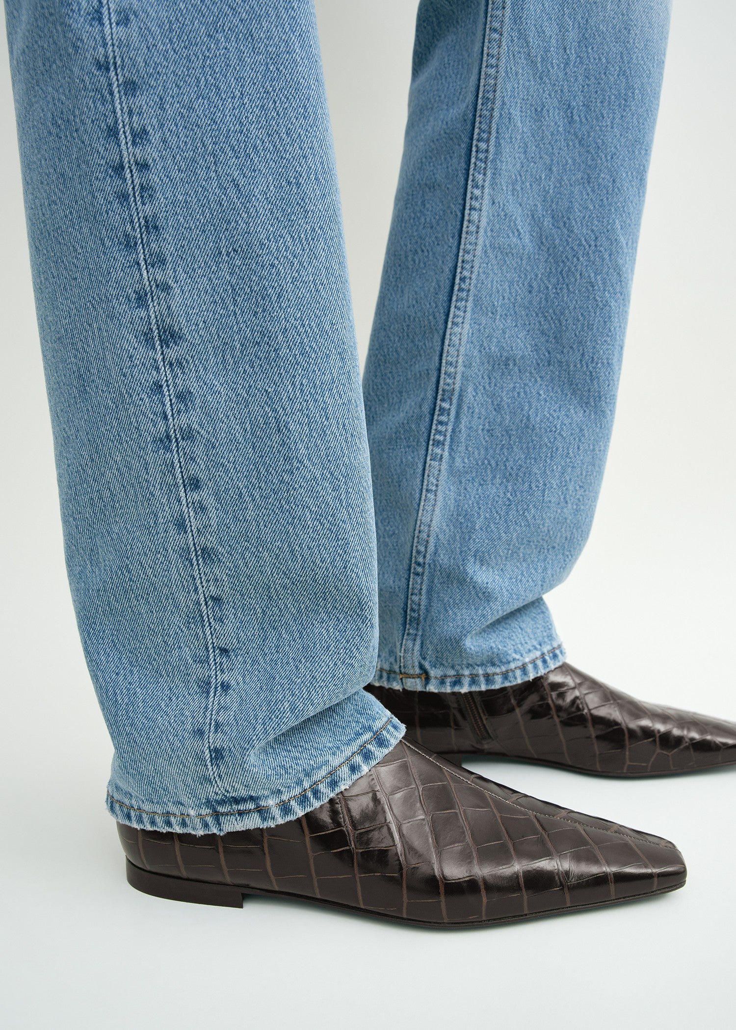 Zipped croco-embossed chelsea boots dark brown – TOTEME