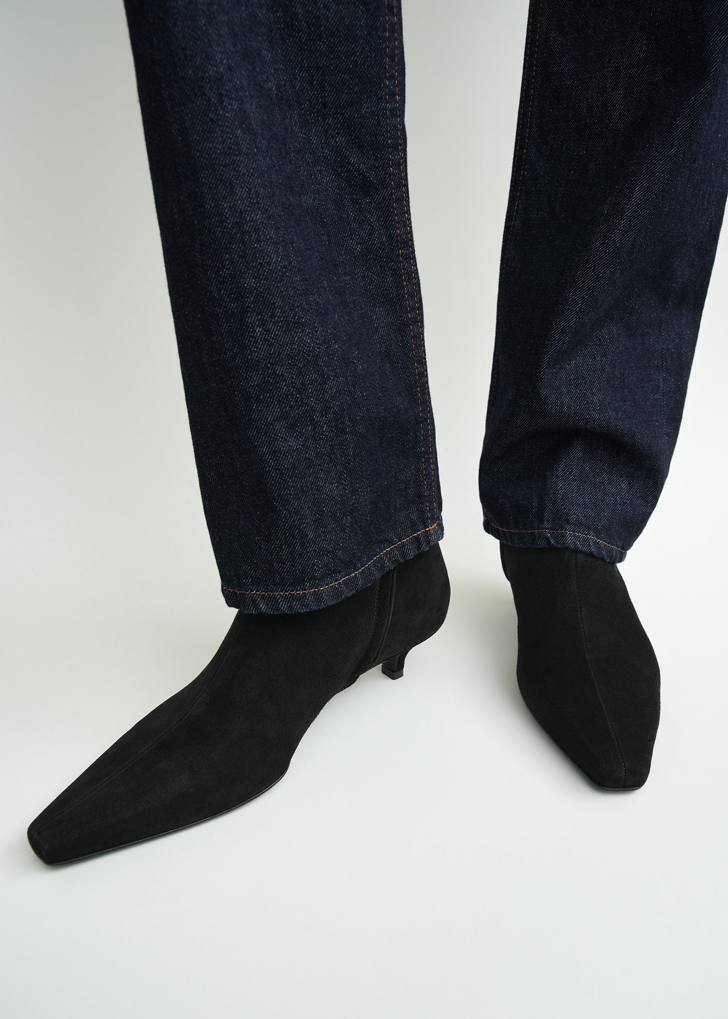 Slim suede ankle boots black