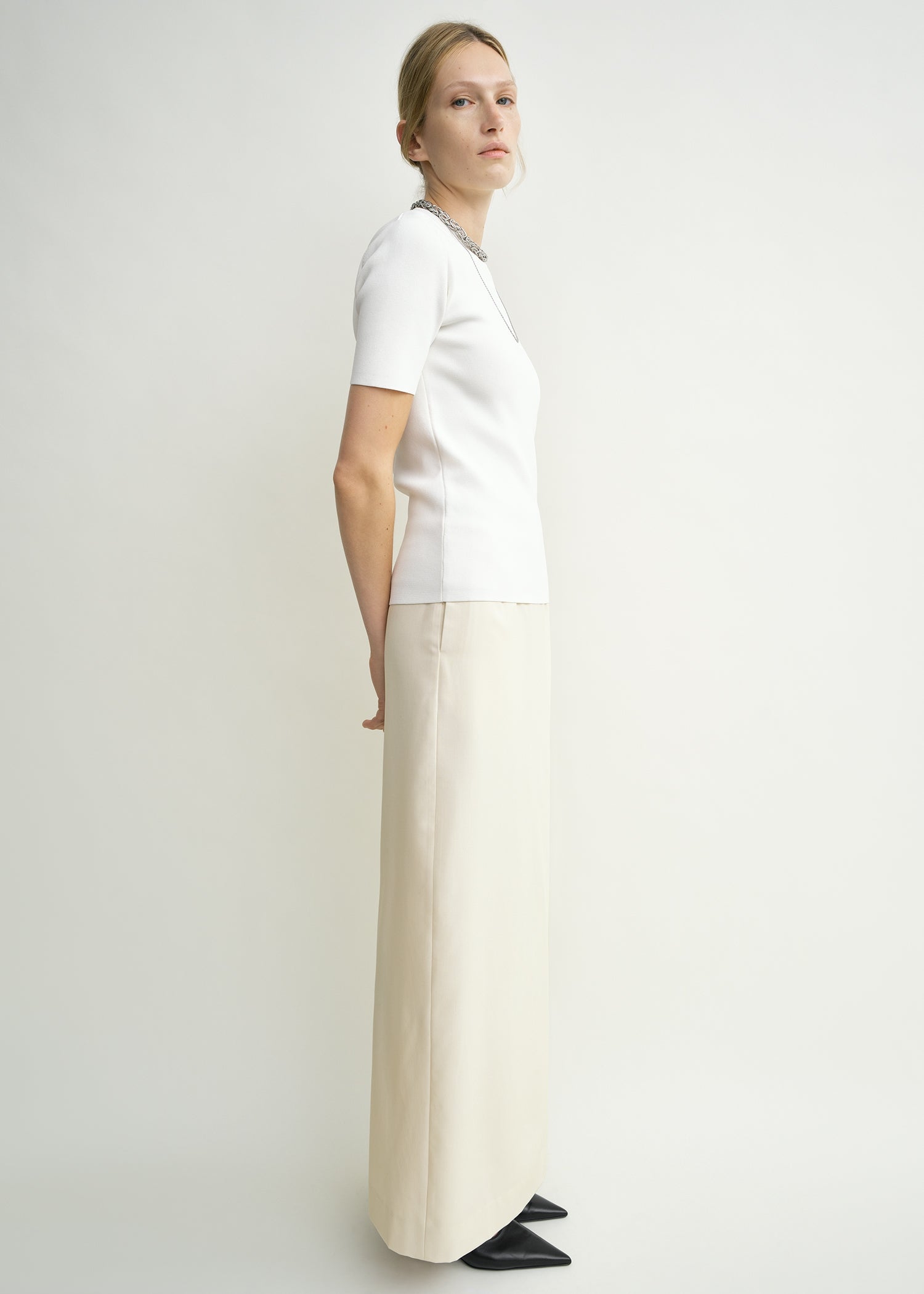 Light wool skirt ecru petite