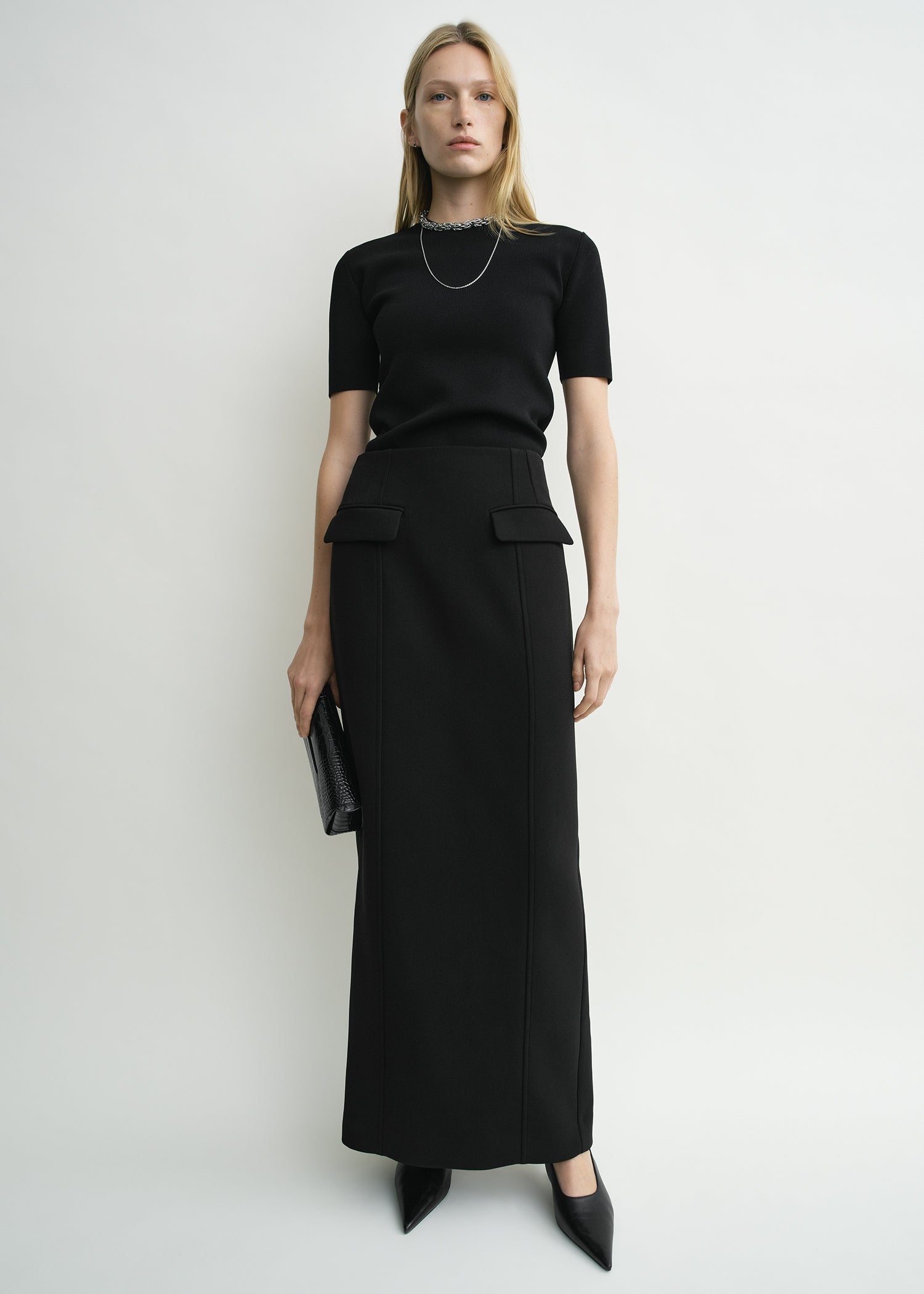Pocket suit skirt black petite