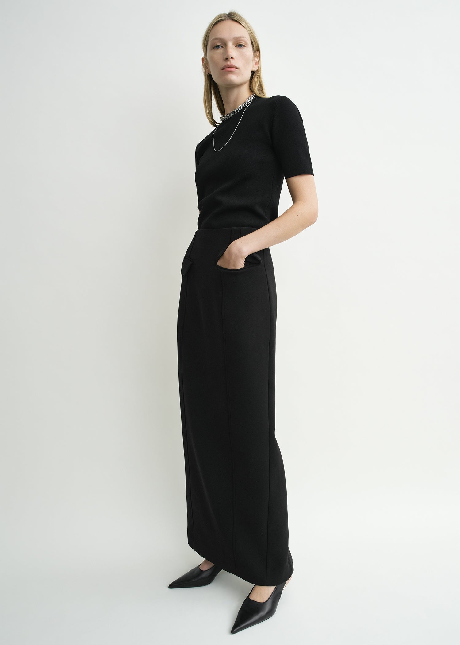 Pocket suit skirt black petite