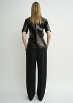 Croco-embossed tee dark brown