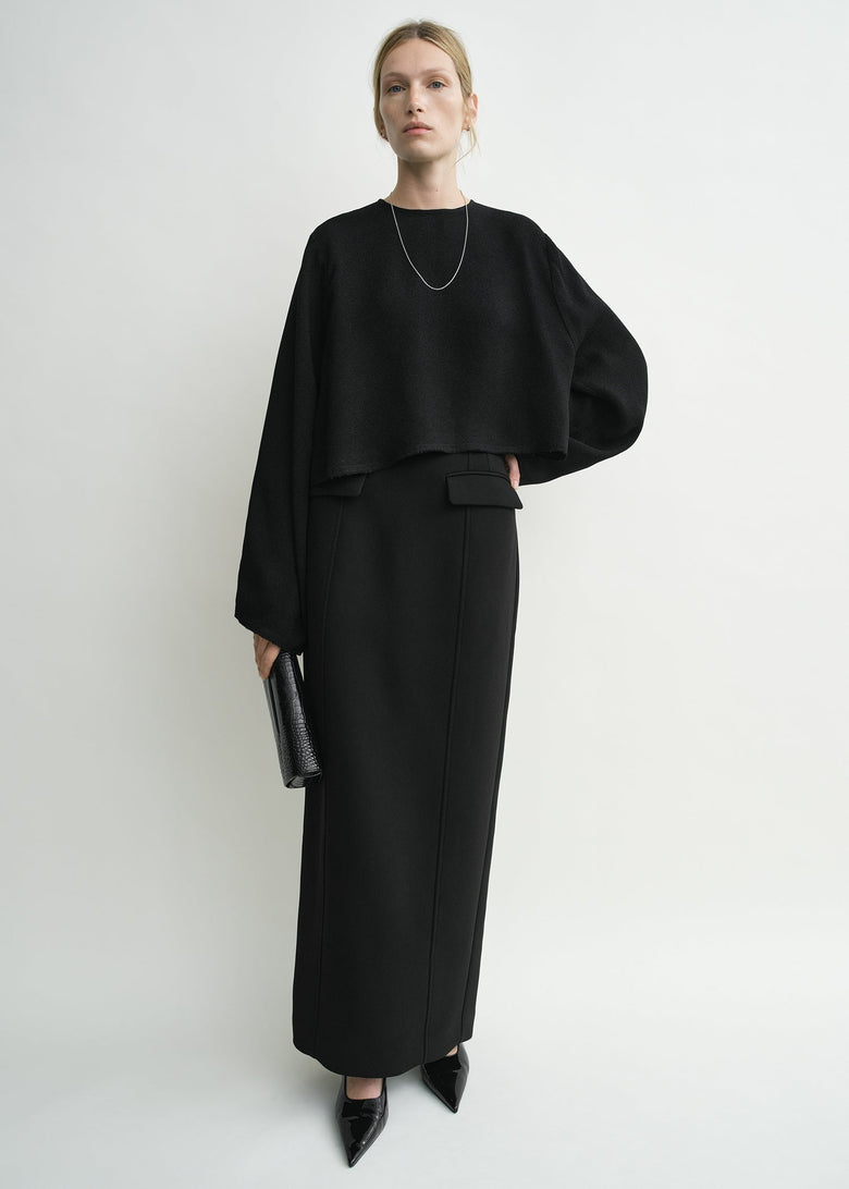 Cropped sablé blouse black