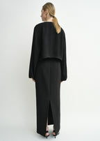 Cropped sablé blouse black petite