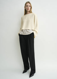 Cropped sablé blouse macadamia