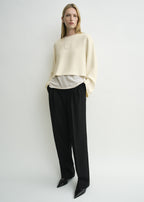 Cropped sablé blouse macadamia petite