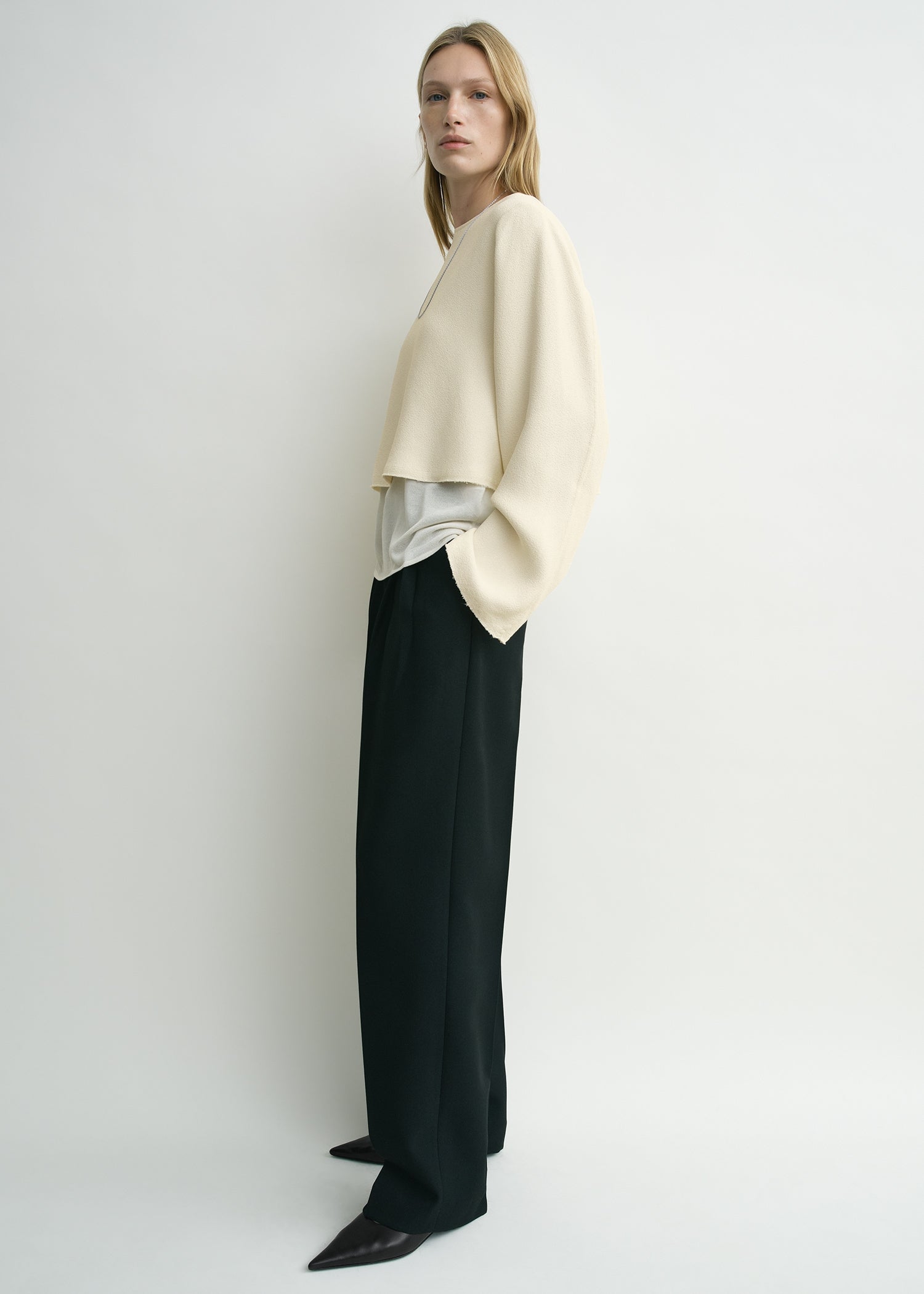 Cropped sablé blouse macadamia petite