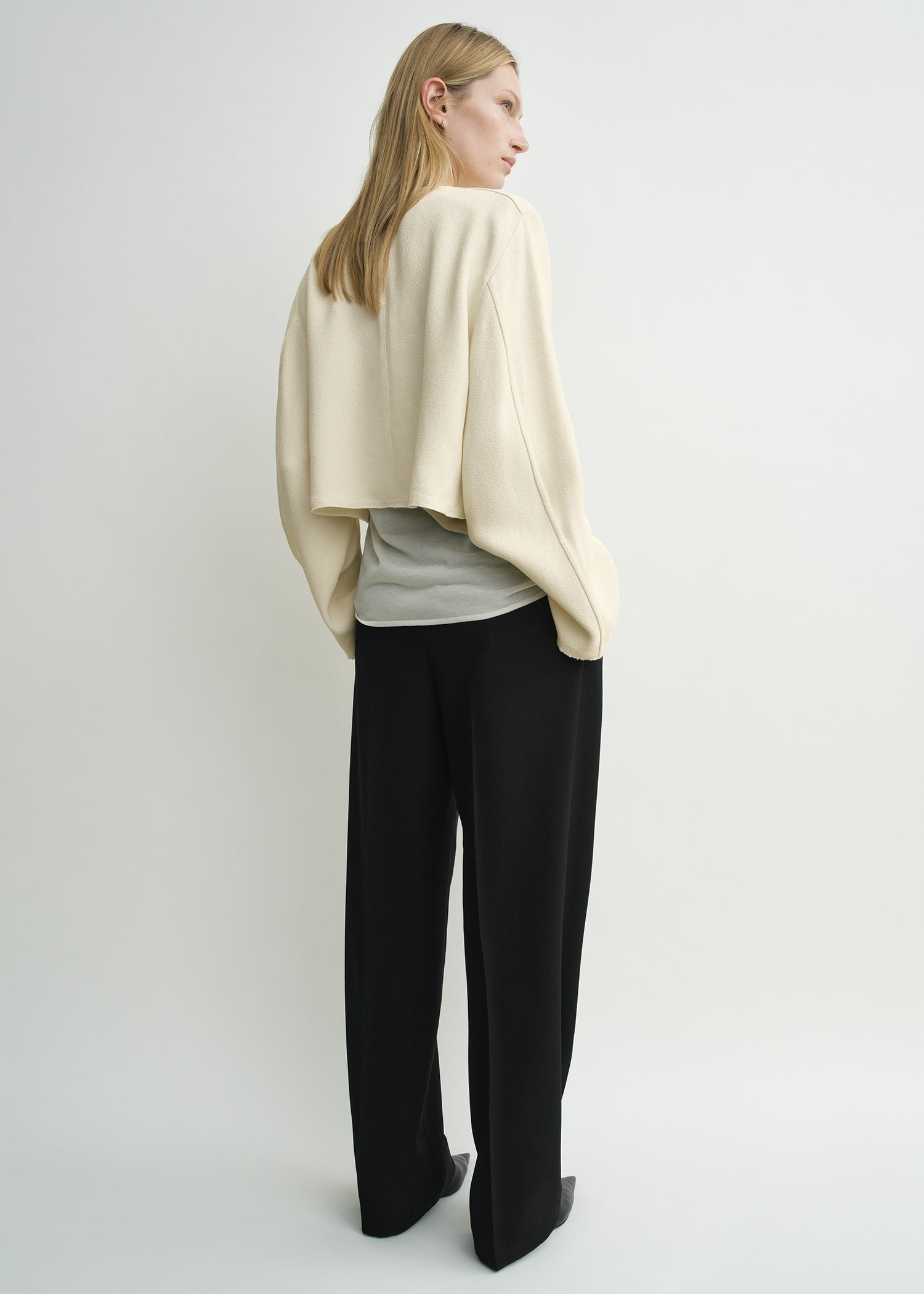 Cropped sablé blouse macadamia